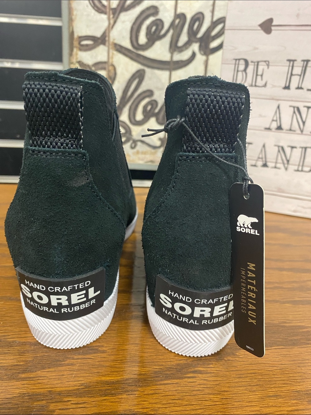 Sorel Black Suede Slip-On Ankle Sneakers with White Sole NWT - Picture 3 of 7